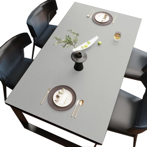 BHOMTY PU Tischdecken Tischfolie Multifunktionale Tischunterlage Wasserdicht Geeignet für Esstisch, Büroschreibtisch, Studentenschreibtisch Grau 2 75 * 120cm von BHOMTY
