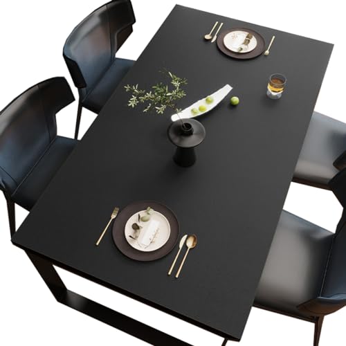 BHOMTY PU Tischdecken Tischfolie Multifunktionale Tischunterlage Wasserdicht Geeignet für Esstisch, Büroschreibtisch, Studentenschreibtisch Schwarz 40 * 100cm von BHOMTY