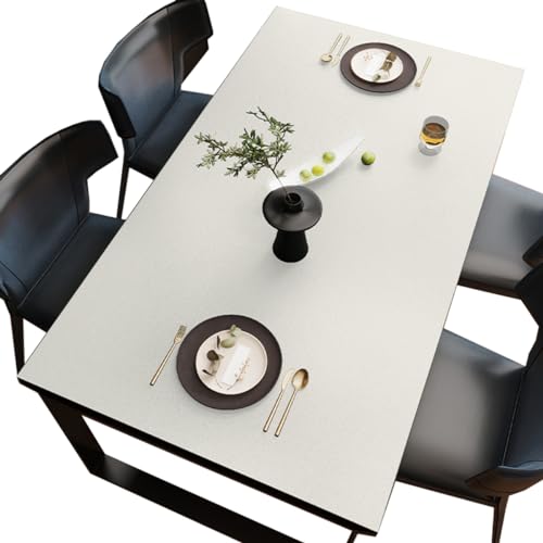 BHOMTY PU Tischdecken Tischfolie Multifunktionale Tischunterlage Wasserdicht Geeignet für Esstisch, Büroschreibtisch, Studentenschreibtisch Weiß 65 * 140cm von BHOMTY