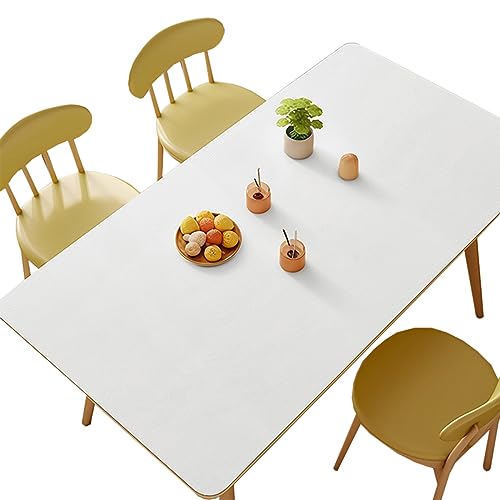 BHOMTY PU Tischdecken Tischfolie Multifunktionale Tischunterlage Wasserdicht Geeignet für Esstisch, Büroschreibtisch, Studentenschreibtisch Weiß 70 * 70cm von BHOMTY