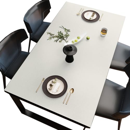 BHOMTY PU Tischdecken Tischfolie Multifunktionale Tischunterlage Wasserdicht Geeignet für Esstisch, Büroschreibtisch, Studentenschreibtisch Weiß 75 * 140cm von BHOMTY