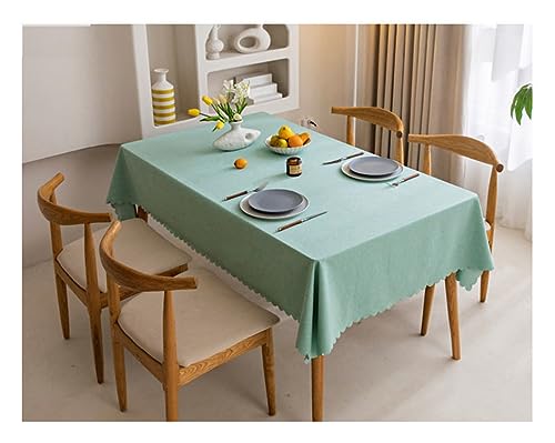 BHOMTY Rechteckig schmutzabweisende Tischdecke Baumwoll-Leinen-Tischdecke Wasserfeste, Pflegeleichte Oberfläche Grün 90 x 150 cm von BHOMTY