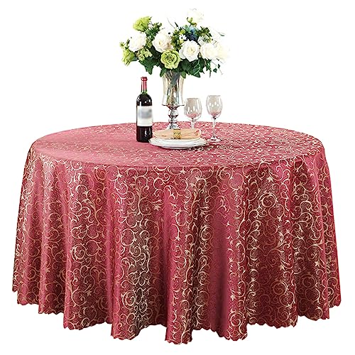 BHOMTY Runde Jacquard-Tischdecke Schützt und dekoriert den Tisch Geeignet für Haus, Hotel Restaurant, Hochzeit Bankett, Büro Treffen Bordeaux Durchmesser 200 cm von BHOMTY