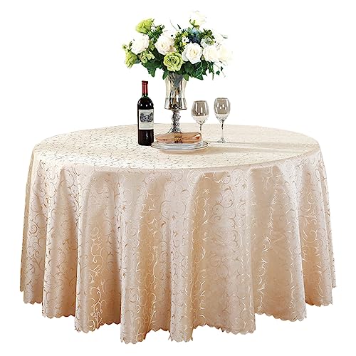 BHOMTY Runde Jacquard-Tischdecke Schützt und dekoriert den Tisch Geeignet für Haus, Hotel Restaurant, Hochzeit Bankett, Büro Treffen Champagnergold Durchmesser 200 cm von BHOMTY