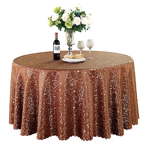 BHOMTY Runde Jacquard-Tischdecke Schützt und dekoriert den Tisch Geeignet für Haus, Hotel Restaurant, Hochzeit Bankett, Büro Treffen Dunkelbraun Durchmesser 180 cm von BHOMTY