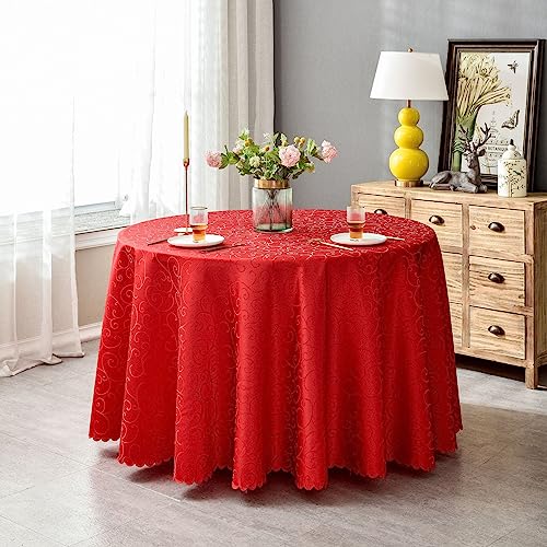 BHOMTY Runde Jacquard-Tischdecke Schützt und dekoriert den Tisch Geeignet für Haus, Hotel Restaurant, Hochzeit Bankett, Büro Treffen Rot Durchmesser 180 cm BHOMTY Runde Jacquard-Tischdecke Schützt und dekoriert den Tisch Geeignet für Haus, Hotel Restaurant, Hochzeit Bankett, Büro Treffen Rot Durchmesser 180 cm von BHOMTY