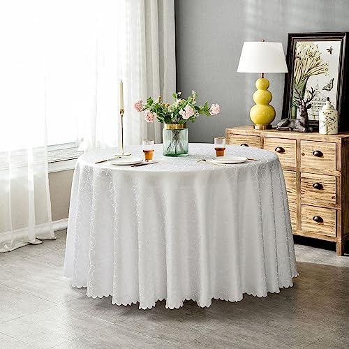 BHOMTY Runde Jacquard-Tischdecke Schützt und dekoriert den Tisch Geeignet für Haus, Hotel Restaurant, Hochzeit Bankett, Büro Treffen Weiß Durchmesser 260 cm BHOMTY Runde Jacquard-Tischdecke Schützt und dekoriert den Tisch Geeignet für Haus, Hotel Restaurant, Hochzeit Bankett, Büro Treffen Weiß Durchmesser 260 cm von BHOMTY