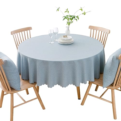 BHOMTY Runde Tischdecke aus Baumwolle und Leinen, schmutzabweisend, geeignet für Esstische, Couchtische, Balkone und Gärten Hellblau, Durchmesser 120 cm BHOMTY Runde Tischdecke aus Baumwolle und Leinen, schmutzabweisend, geeignet für Esstische, Couchtische, Balkone und Gärten Hellblau, Durchmesser 120 cm von BHOMTY