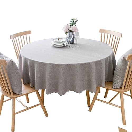 BHOMTY Runde Tischdecke aus Baumwolle und Leinen, schmutzabweisend, geeignet für Esstische, Couchtische, Balkone und Gärten Hellgrau, Durchmesser 180 cm BHOMTY Runde Tischdecke aus Baumwolle und Leinen, schmutzabweisend, geeignet für Esstische, Couchtische, Balkone und Gärten Hellgrau, Durchmesser 180 cm von BHOMTY