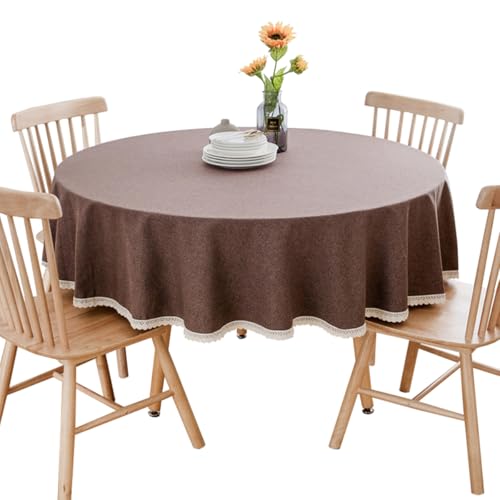 BHOMTY Runde Tischdecke aus Baumwollleinen, geeignet für Esstische, Kaffeetische, maschinenwaschbar, Dunkelbraun, Durchmesser 160 cm BHOMTY Runde Tischdecke aus Baumwollleinen, geeignet für Esstische, Kaffeetische, maschinenwaschbar, Dunkelbraun, Durchmesser 160 cm von BHOMTY