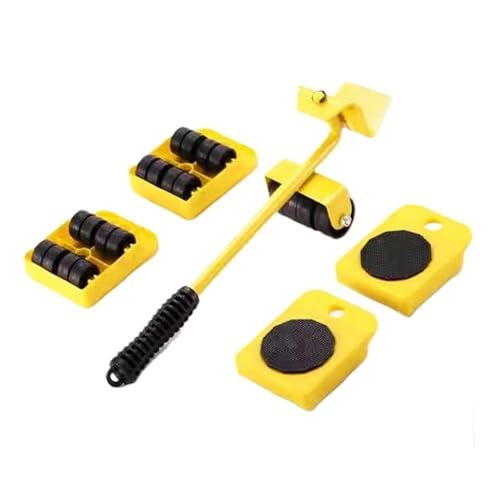 BHVGPVNZF 5 Teile/Satz Heavy Duty Möbel Heber Moving Transport Roller Set Werkzeug Mover Rad(Yellow 5Pcs-Set) von BHVGPVNZF
