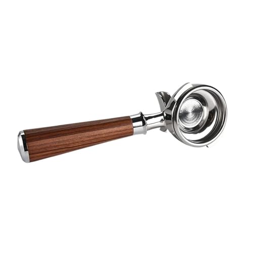 BHVGPVNZF 58 Mm 2-Ohr-Kaffeegriff, Kompatibel Mit Nuova, Edelstahl-Kaffee-Siebträger, Einzel- Und Doppelöffnung, Massivholzgriff, Kaffeewerkzeug(58mm-single mouth-A) von BHVGPVNZF