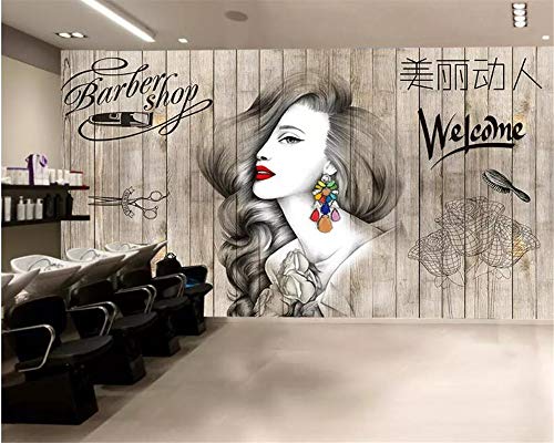 Tapeten,Fototapete,Fototapete Nordic Friseursalon Friseur Beauty Salon Friseur Hintergrund Wand Dekoration 3D Wallpaper Für Wohnzimmer Tv Hintergrund Schlafzimmer Wand Dekoration 280Cm(W)×180Cm(H) von BHXIAOBAOZI