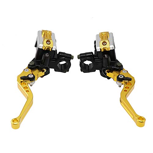BHYYDS M10 7/8' 22cm Motorrad Lenkerhebel Hauptbremszylinderhebel Hydraulische Bremspumpe Kupplungsgriff Reservoir Set Bremse Kupplung Bremshebel(A4) von BHYYDS