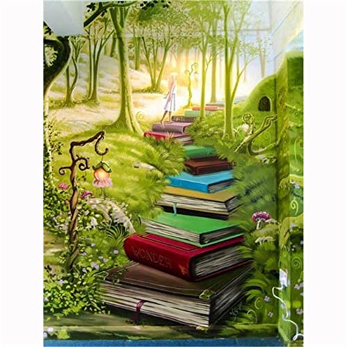 5D DIY Diamant Painting Bilder,Diamant Malereiset Kit,Malen nach Zahlen,Kristallstrass Stickerei Buchen Sie im Wald Full Drill Erwachsene/Kinder für Home Wall Decor Square Drill 40x60cm von BIAAF