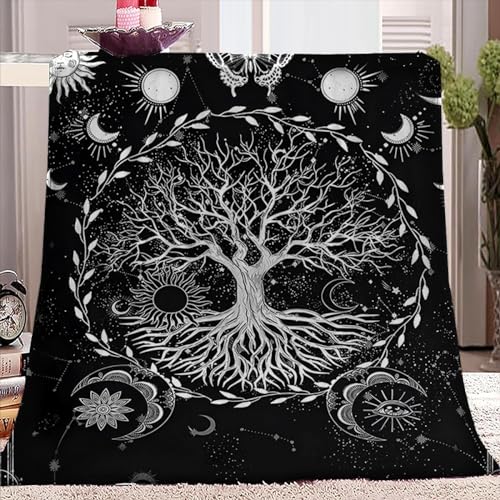 BIAFRA Kuscheldecke Flauschig Sonne und Mond Print Überwurfdecke 150 x 200, Baum des Lebens Pflanzen Flanelldecke, Gemütliche Mikrofaser-Decken für Couch, Sofa, Schlafzimmer, Dekorativ BIAFRA Kuscheldecke Flauschig Sonne und Mond Print Überwurfdecke 150 x 200, Baum des Lebens Pflanzen Flanelldecke, Gemütliche Mikrofaser-Decken für Couch, Sofa, Schlafzimmer, Dekorativ von BIAFRA