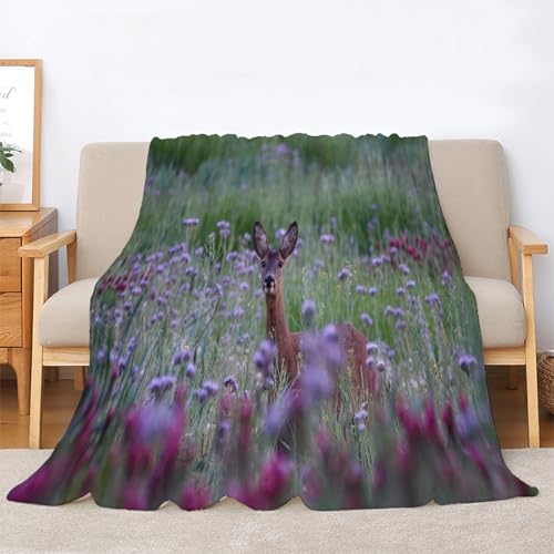 Kuscheldecke Flauschig REH Decke für Bett und Sofa, Anlage Pflanzen Extra Weich Warme Mikrofaser Wohndecke Fleecedecke als Sofadecke Couchdecke 200x200 von BIAFRA