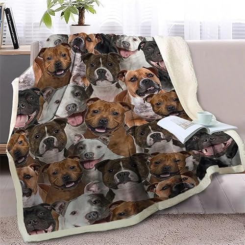 Kuscheldecke Flauschig Staffordshire Bullterrier Decke für Bett und Sofa, Tiere Pflanzen Extra Weich Warme Mikrofaser Wohndecke Fleecedecke als Sofadecke Couchdecke 220x240 von BIAFRA