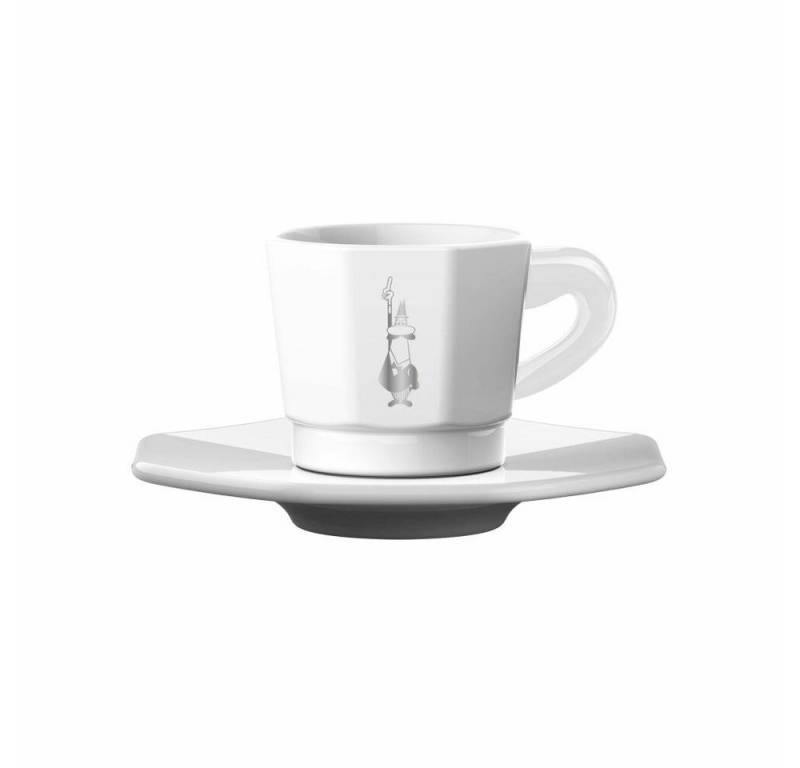 BIALETTI Espressotasse achteckig 4er Set mit Unterteller Weiß, Porzellan von BIALETTI