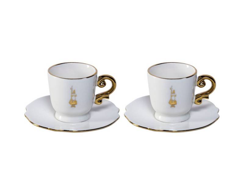 BIALETTI Kaffeeservice Set 2 Tassen inkl. Untertassen Pure Gold von BIALETTI
