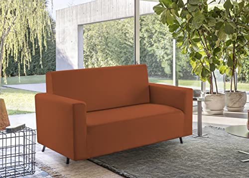 BIANCHERIAWEB Sofabezug, einfarbig, elastisch, schmutzabweisend, Farbe Orange, Sessel Orange von BIANCHERIAWEB
