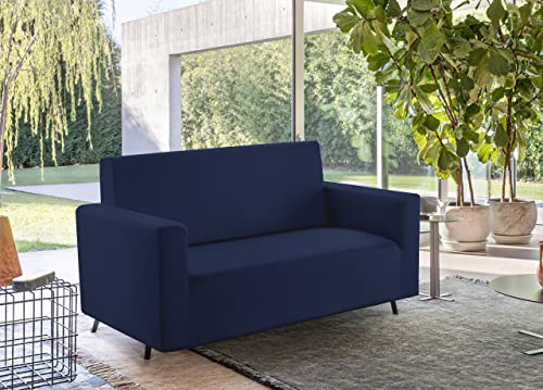 BIANCHERIAWEB Sofabezug, einfarbig, elastisch, schmutzabweisend, Modell Konturenschnitt, Farbe Blau, Sessel Blau von BIANCHERIAWEB