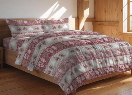 BIANCHERIAWEB Bettbezug aus 100 % Baumwolle, hergestellt in Italien, Design Stelvio für französisches Bett von BIANCHERIAWEB