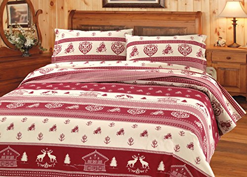 BIANCHERIAWEB Bettbezug für Doppelbett, 250 x 200 cm, Tirolo-Muster, Bettbezug, 100% Baumwolle, hergestellt in Italien, Bettwäsche-Set für Doppelbett mit Bettbezug und 2 Kissenbezügen von BIANCHERIAWEB