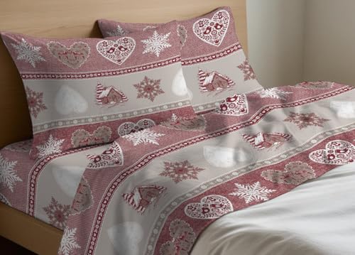BIANCHERIAWEB Bettwäsche-Set aus 100 % Baumwolle, hergestellt in Italien, Design Stelvio für Einzelbett von BIANCHERIAWEB
