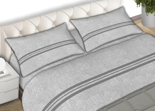 BIANCHERIAWEB Bettwäsche-Set aus weichem Flanell, hergestellt in Italien, Design Easy C.N für französisches Bett, Grau BIANCHERIAWEB Bettwäsche-Set aus weichem Flanell, hergestellt in Italien, Design Easy C.N für französisches Bett, Grau von BIANCHERIAWEB