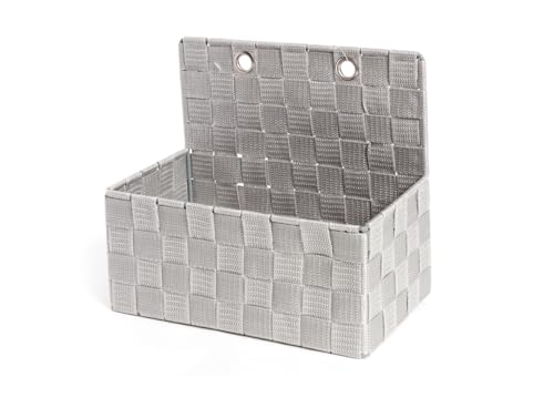 BIANCHERIAWEB Dekorativer Aufbewahrungskorb aus Rattan mit Griffen, für Zeitschriften, 25 x 15 x 22 cm, 25 x 15 x 22 cm, Grau von BIANCHERIAWEB