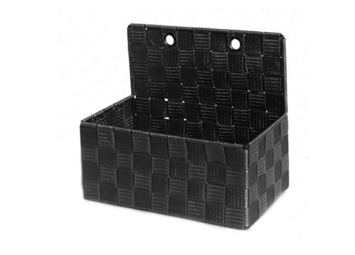 BIANCHERIAWEB Dekorativer Aufbewahrungskorb aus Rattan mit Griffen, für Zeitschriften, 25 x 15 x 22 cm, 25 x 15 x 22 cm, Schwarz von BIANCHERIAWEB
