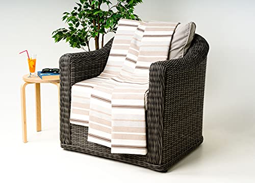 BIANCHERIAWEB Granfoulard-Tagesdecke, Überwurf aus 100% Baumwolle, hergestellt in Italien, Sofaüberwurf oder Tagesdecke für 2-Decke, Muster Streifen Taupe von BIANCHERIAWEB