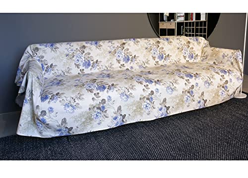 BIANCHERIAWEB Granfoulard, Mehrzweck-Tagesdecke, Made in Italy, Überwurf aus Baumwolle, für Doppelbett, Farbe: Marderblau von BIANCHERIAWEB