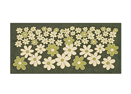 BIANCHERIAWEB Küchenläufer 55 x 80 cm, waschbar, rutschfest, Blumenmuster, grün, hergestellt in Italien, waschbar und bügelbar von BIANCHERIAWEB