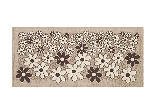 BIANCHERIAWEB Küchenteppich, waschbar, rutschfest, 55 x 140 cm, Taupe Blumenmuster, Made in Italy, waschbar und bügelbar von BIANCHERIAWEB