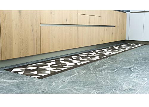 BIANCHERIAWEB Küchenteppich mit Rutschfester Rückseite, Läufer aus Jacquard-Stoff, Muster: Origami, Küchenteppich, hergestellt in Italien, Teppichläufer, 57 x 500 cm, Farbe Schlamm von BIANCHERIAWEB
