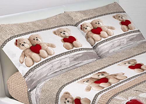 BIANCHERIAWEB Bettwäsche-Set aus 100% Baumwolle, hergestellt in Italien, Motiv: Sweet Bär von BIANCHERIAWEB