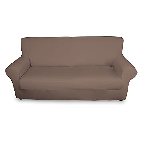 BIANCHERIAWEB Magic 2 Sofa-Sitzbezüge, elastisch, einfarbig, Taupe, geeignet für Kissen von 50 bis 60 cm mit Sitztiefe 65 cm, Schmutzabweisend und Fellschutz von BIANCHERIAWEB