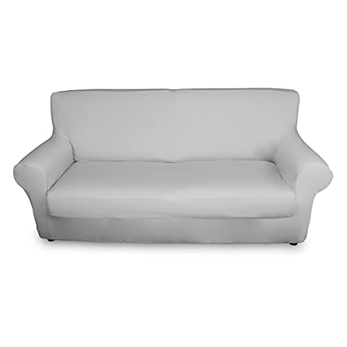 BIANCHERIAWEB Magic 2 Sofa-Sitzbezüge, elastisch, einfarbig, weiß, geeignet für Kissen von 50 bis 60 cm mit Sitztiefe 65 cm, schmutzabweisend, fusselfrei von BIANCHERIAWEB