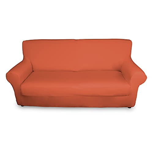 BIANCHERIAWEB Magic Sofabezug für 2-Sitzer-Sofa, elastisch, einfarbig, orange, geeignet für Sofas von 130 bis 160 cm mit Sitztiefe 65 cm, schmutzabweisend, fusselfrei von BIANCHERIAWEB