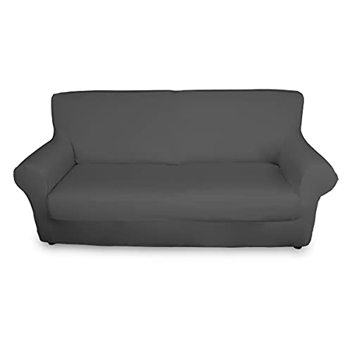 BIANCHERIAWEB Magic Sofabezug für 4-Sitzer-Sofa, elastisch, einfarbig, dunkelgrau, geeignet für Sofas von 220 bis 260 cm mit Sitztiefe 65 cm, schmutzabweisend, fusselfrei von BIANCHERIAWEB