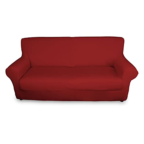 BIANCHERIAWEB Magic Sofaüberwurf für 4-Sitzer-Sofa, elastisch, einfarbig, Bordeaux, geeignet für Sofas von 220 bis 260 cm mit Sitztiefe 65 cm, schmutzabweisend, fusselfrei von BIANCHERIAWEB