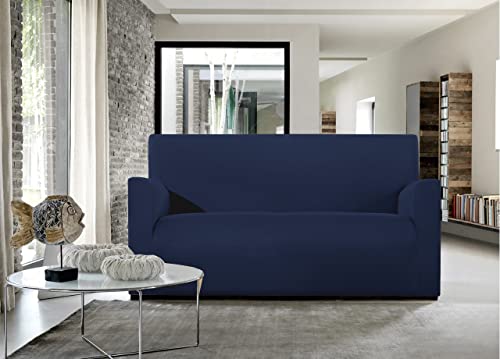 BIANCHERIAWEB Magico 2 Sofa-Sitzbezüge, elastisch, einfarbig, blau, geeignet für Kissen von 50 bis 60 cm mit Sitztiefe 65 cm, Kissenbezüge gegen Flecken und Fell von BIANCHERIAWEB