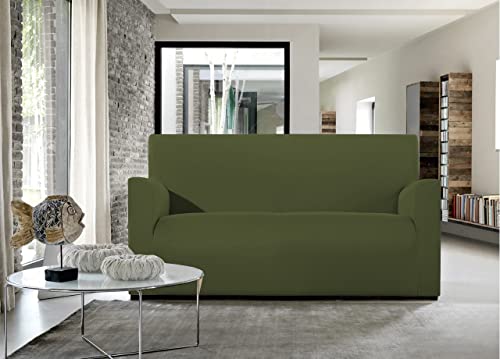 BIANCHERIAWEB Magico 2 Sofa-Sitzbezüge, elastisch, einfarbig, grün, passend für Kissen von 50 bis 60 cm mit Sitztiefe 65 cm, Kissenbezüge gegen Flecken und Fell von BIANCHERIAWEB
