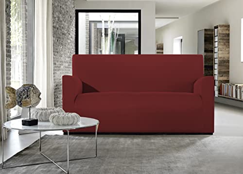 BIANCHERIAWEB Magico Sofabezug für 3-Sitzer-Sofa, elastisch, einfarbig, Bordeaux, geeignet für Sofas von 150 bis 220 cm mit Sitztiefe 65 cm, schmutzabweisend, fusselfrei von BIANCHERIAWEB
