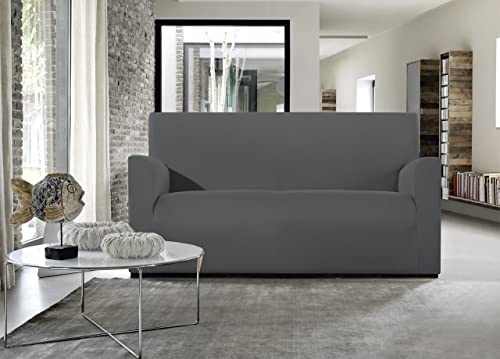 BIANCHERIAWEB Magico Sofabezug für 3-Sitzer-Sofa, elastisch, einfarbig, dunkelgrau, geeignet für Sofas von 150 bis 220 cm mit Sitztiefe 65 cm, schmutzabweisend, fusselfrei von BIANCHERIAWEB