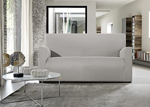 BIANCHERIAWEB Magico Sofaüberwurf für 2-Sitzer-Sofa, elastisch, einfarbig, Grau, geeignet für Sofas von 130 bis 160 cm mit Sitztiefe 65 cm, Sofabezug schmutzabweisend und fusselfrei von BIANCHERIAWEB