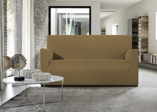 BIANCHERIAWEB Magico Sofaüberwurf für 4-Sitzer-Sofa, elastisch, einfarbig, Taupe, geeignet für Sofas von 220 bis 260 cm mit Sitztiefe 65 cm, Sofabezug schmutzabweisend, fusselfrei von BIANCHERIAWEB