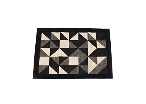 BIANCHERIAWEB Origami Teppich/Läufer für Küche, Wohnzimmer, schmutzabweisend, Rückseite, rutschfest, 55 x 140 cm, Schwarz von BIANCHERIAWEB